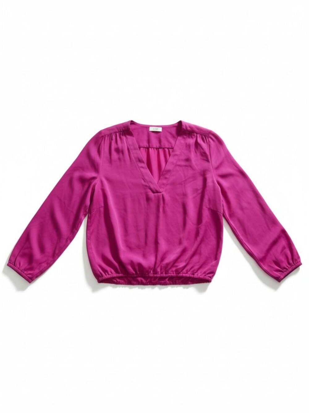 Joie Women’s Silk Fuchsia Pink V-Neck Long Sleeve Blouse
